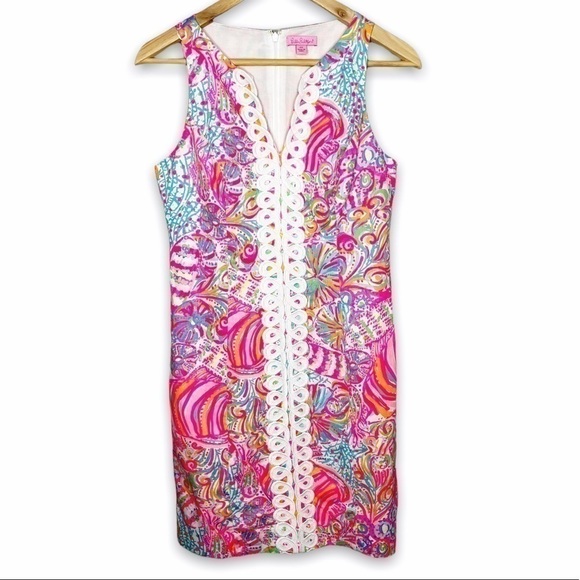 Lilly Pulitzer Ryder Shift Dress Multi Swish Fish Sz 00 - Picture 2 of 10